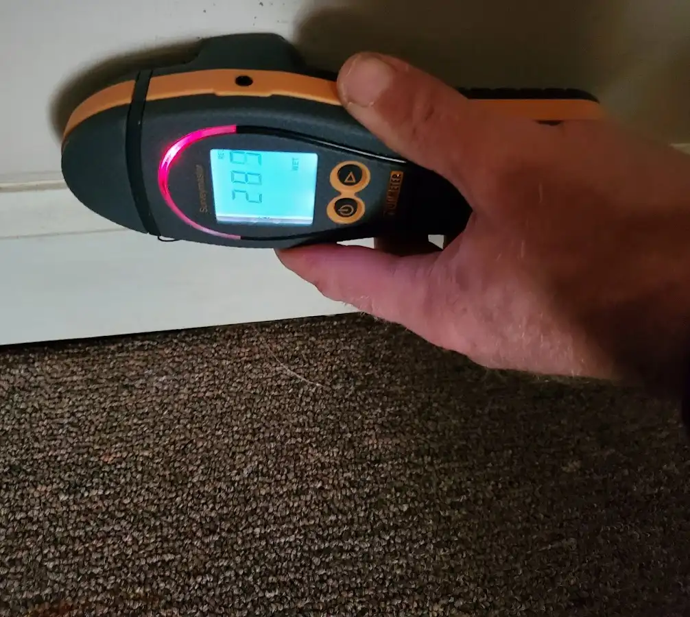 Moisture detection at baseboard during Burst Pipe Cleanup in Swoyersville
